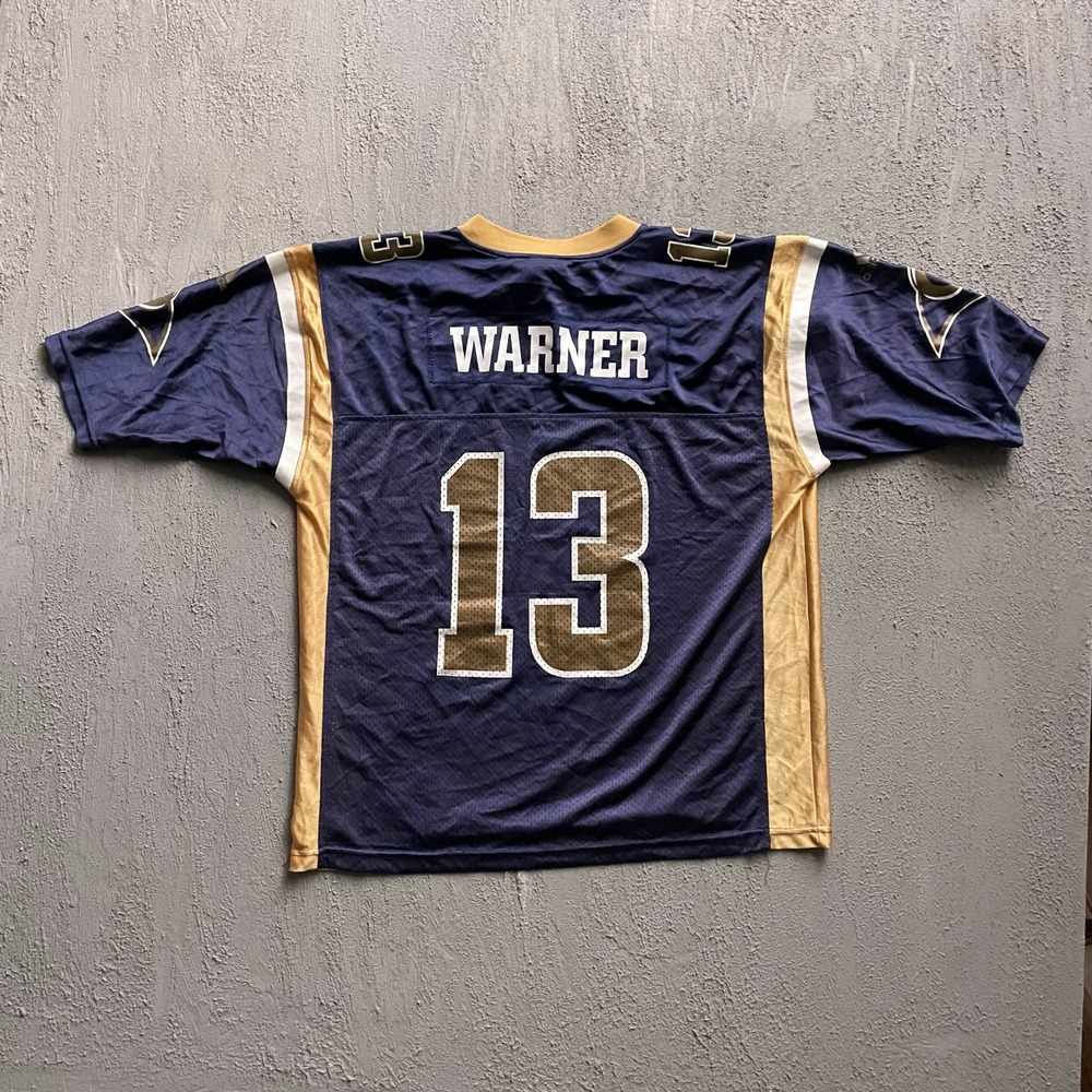 Vintage Kurt Warner St. Louis Rams Jersey Youth XL Blue 90s Adidas